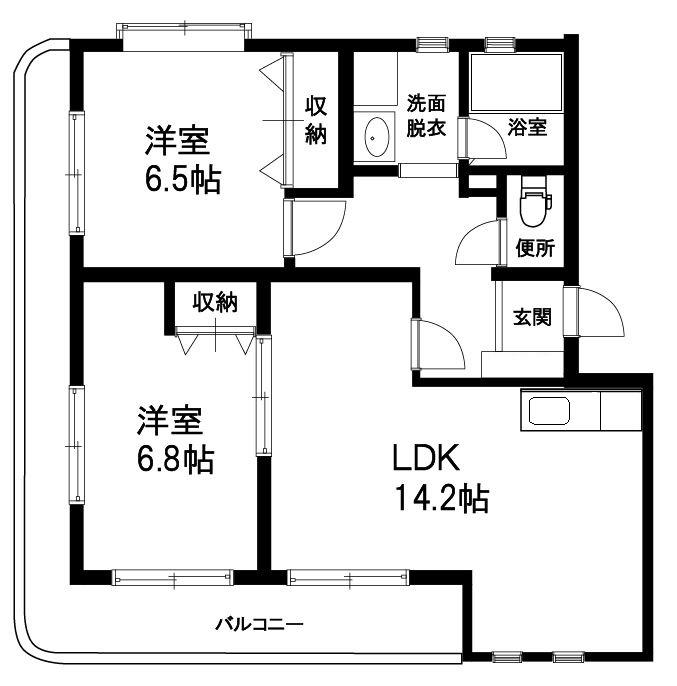 ありえす小山(2LDK/3階)の間取り写真