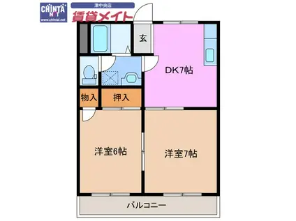 明石ハイツB(2DK/2階)の間取り写真