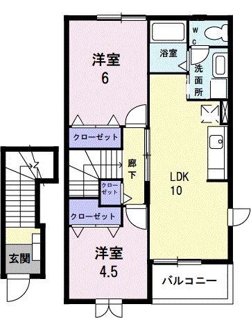 FRANCCOLLINE(2LDK/2階)の間取り写真