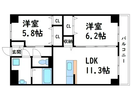 ポルポラ(2LDK/3階)の間取り写真