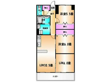 バロンズコート(3LDK/5階)の間取り写真