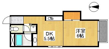 美和ハイツ(1DK/4階)の間取り写真