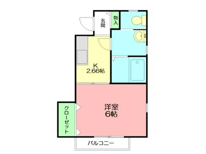 聖荘(1K/2階)の間取り写真