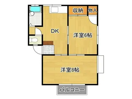 ヒラハイツB棟(2DK/1階)の間取り写真