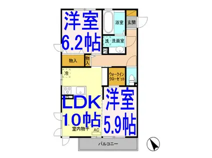 グランポワール(2LDK/2階)の間取り写真