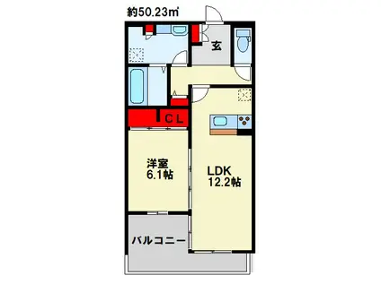 リシェス祇園(1LDK/1階)の間取り写真