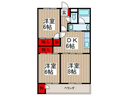 グリーンパレス桶川(3DK/1階)の間取り写真