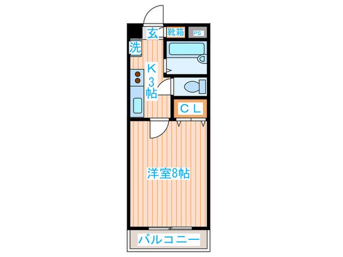 LA・パラドール(1K/2階)の間取り写真