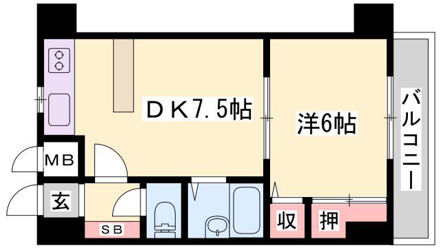 D-スクウェア加古川(1DK/3階)の間取り写真
