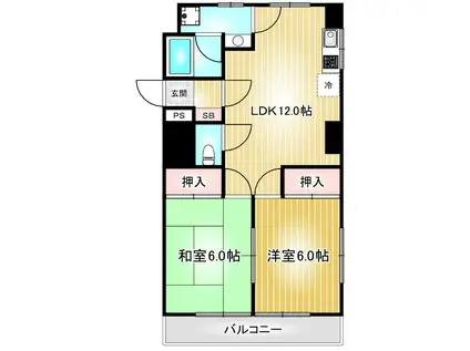 サンパーク千代田(2LDK/3階)の間取り写真