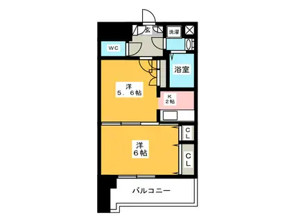 レジデンス20(2K/11階)の間取り写真