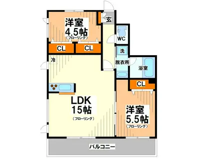 BASE.IG(2LDK/2階)の間取り写真