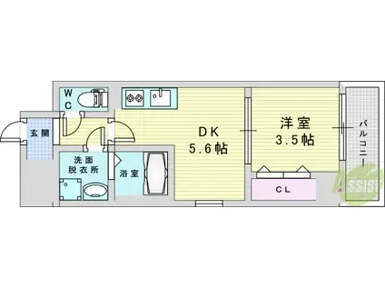 SERIE東淀川(1DK/4階)の間取り写真