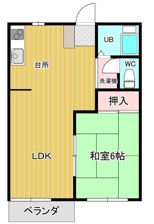 コーポ八幡(1LDK/2階)の間取り写真