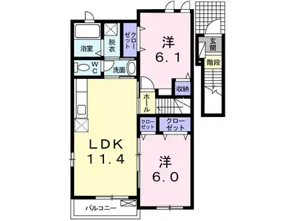 ガーデンハウス・MK(2LDK/2階)の間取り写真