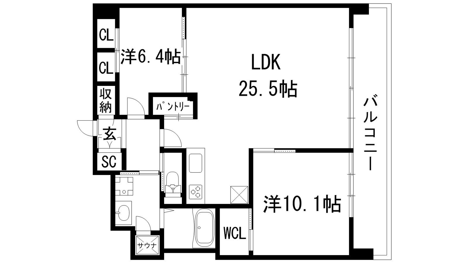 プレジオ宝塚ASIAN(2LDK/2階)の間取り写真