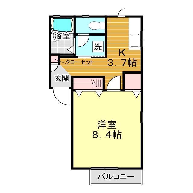 ディアス貴船A棟(1K/1階)の間取り写真