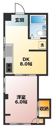 横山ビル(1DK/3階)の間取り写真