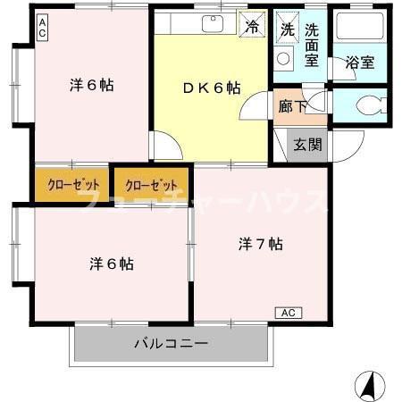 スカイメゾン(3DK/1階)の間取り写真