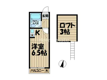 R-鎌倉(ワンルーム/2階)の間取り写真