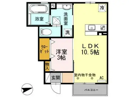 リエゾン シュシュ(1LDK/1階)の間取り写真