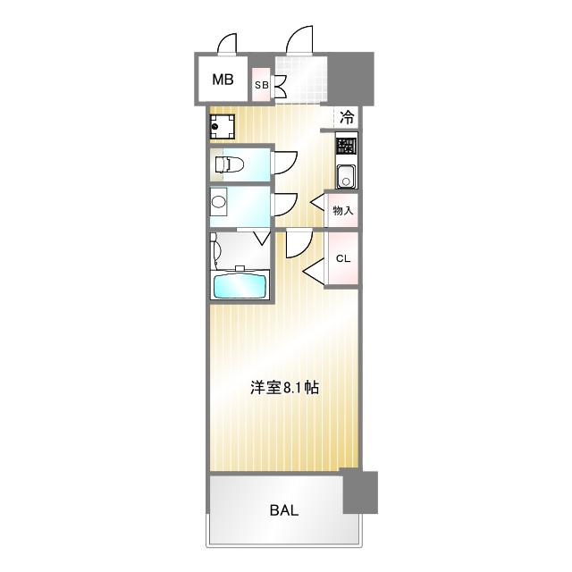W-STYLE神戸II(1K/5階)の間取り写真