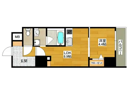 グランセジュール江坂(1LDK/8階)の間取り写真
