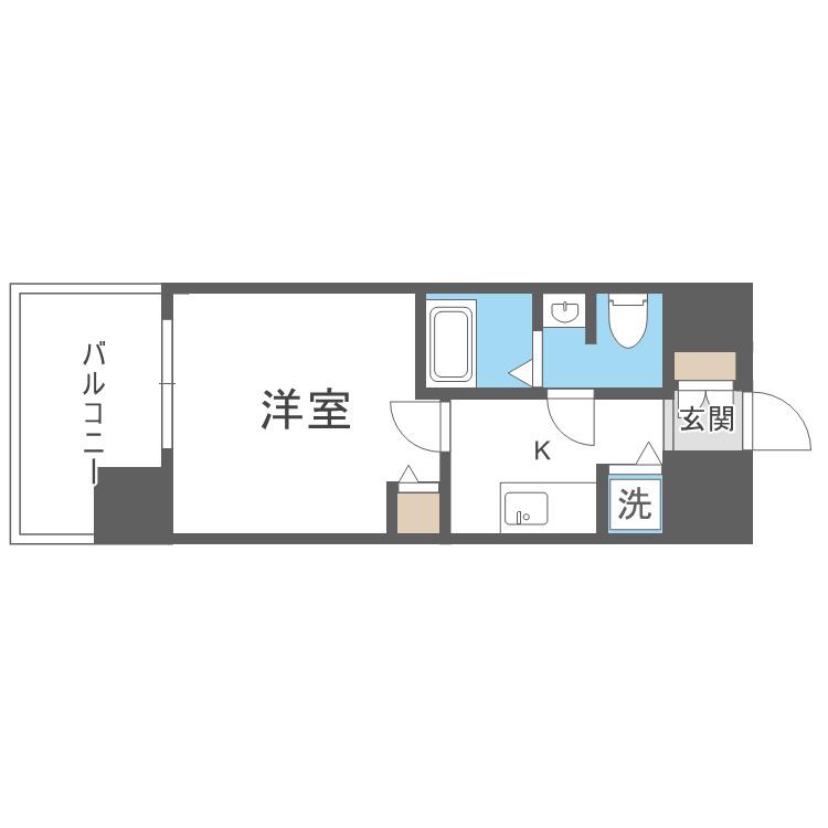 LUMINOUS桜川(1K/13階)の間取り写真