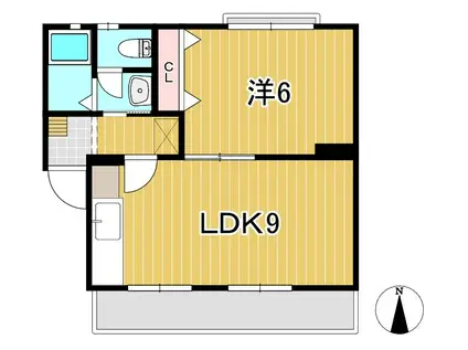 レジデンス東多賀(1LDK/3階)の間取り写真