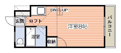 スパロー吉野(ワンルーム/2階)の間取り写真