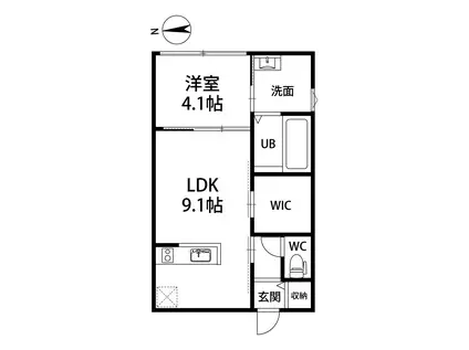 ヘルベチカ(1LDK/2階)の間取り写真