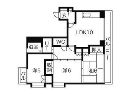 ISハイツ(3LDK/5階)の間取り写真
