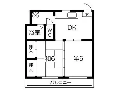 西町ハイツ 2号棟(2DK/2階)の間取り写真