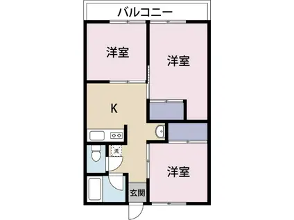 コーポかすがA(3DK/1階)の間取り写真
