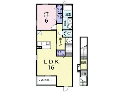 ヴェルハウズンC(1LDK/2階)の間取り写真