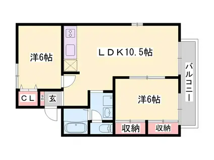 ビラ国分寺B棟(2LDK/1階)の間取り写真
