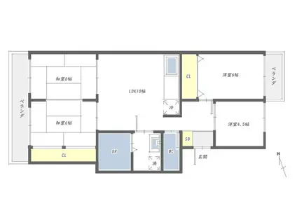 プレリュード東那珂(4DK/3階)の間取り写真