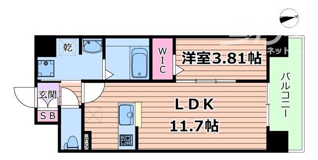 WORVE吹田江坂(1LDK/4階)の間取り写真