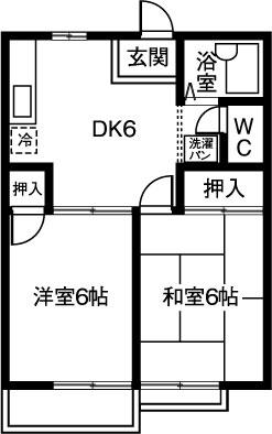 トピアハウス(2DK/1階)の間取り写真