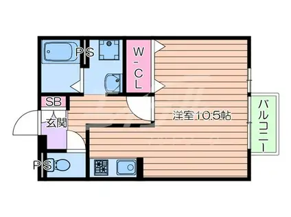 パークサイドヒロツグB棟(ワンルーム/1階)の間取り写真