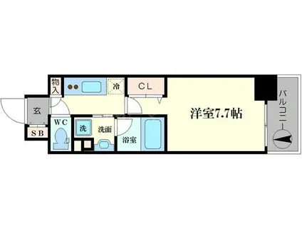 アーバネックス本町(1K/4階)の間取り写真