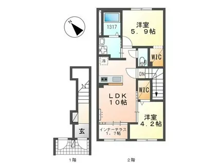 サクラテラス(2LDK/2階)の間取り写真