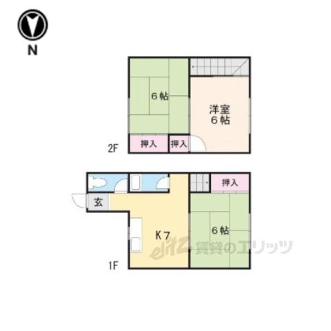 ハイツ岡入(3K/1階)の間取り写真