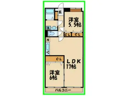 ガーデンハウス千歳船橋(2LDK/2階)の間取り写真