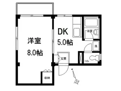 メゾン豊(1DK/3階)の間取り写真