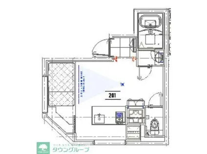 ラフィネ調布(1LDK/2階)の間取り写真