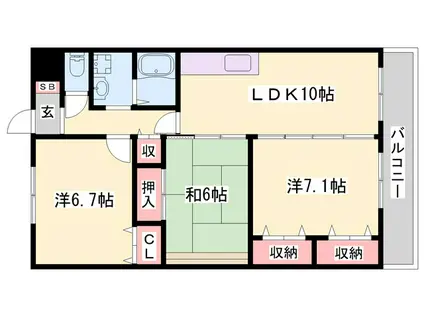 モン シエル ブル(3LDK/4階)の間取り写真
