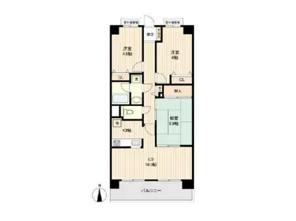 ケイティーズ クリア(3LDK/1階)の間取り写真