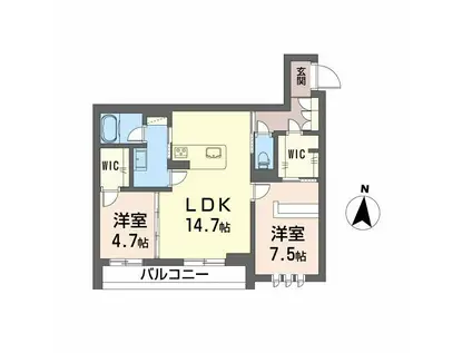 DEUXリジエール(2LDK/2階)の間取り写真