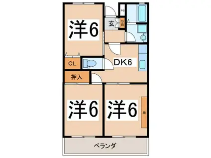 レジデンスヒロ(3DK/3階)の間取り写真